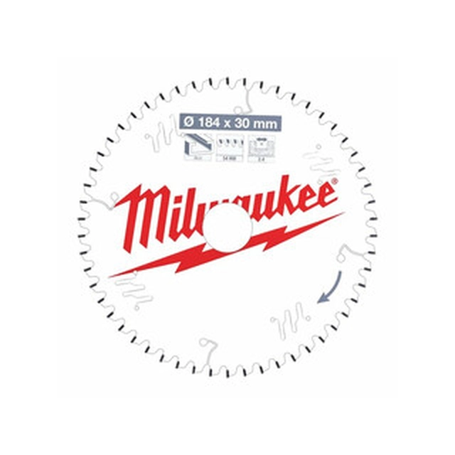 Острие за циркулярен трион Milwaukee 184 x 30 mm | брой зъби: 54 db | ширина на рязане: 2,4 mm