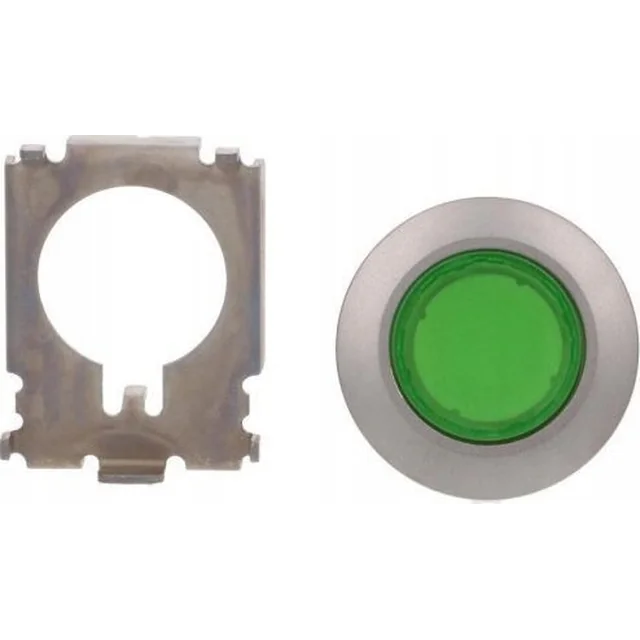 Osvetljen gumb Siemens 30mm okrogel kovinski mat zelen ploski obroč s samopovratno funkcijo 3SU1061-0JB40-0AA0