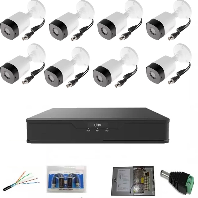 Outdoor surveillance system AHD 1080p 8 FULL HD 20m IR cameras, DVR 8 channels, accessories