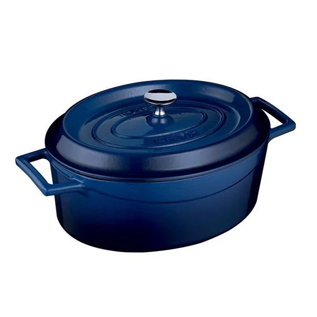 Ovale gietijzeren pot 25x31cm, blauw