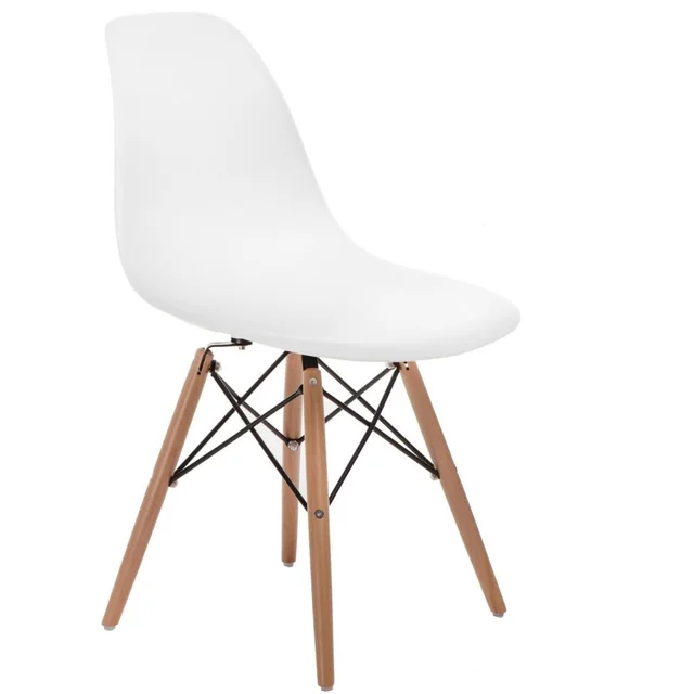 P016W PP chair, white, wooden legs