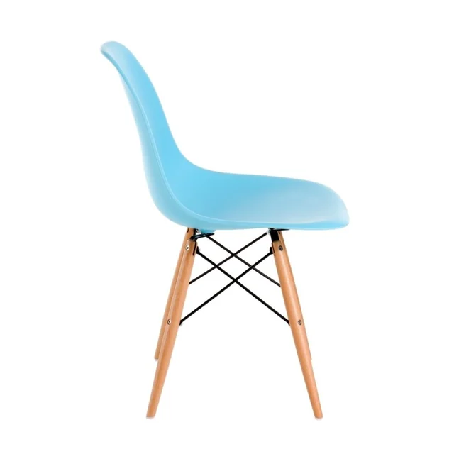 P016W PP ocean blue chair, wooden legs