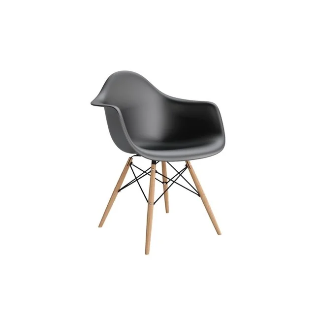 P018W PP chair, black, wooden legs