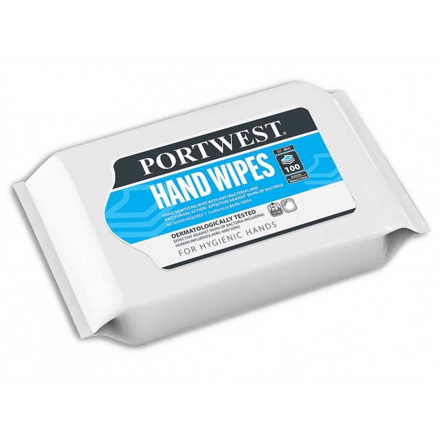 Pacchetto biocida antibatterico per salviette mani PW Hand Sanitiser 100 pezzo blu