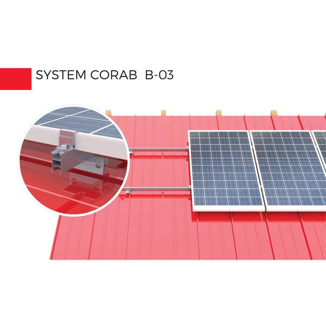 Päikeseenergia mooduli CORAB kronsteini komplekt viilkatuse jaoks, klassikaline plekk B-037