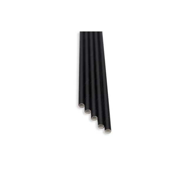 Pailles noires 8x140mm (pack 100 pcs)