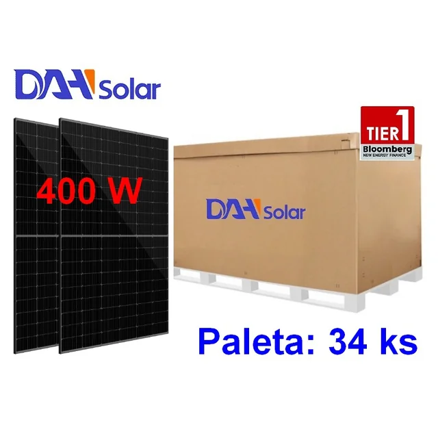 Painéis bifaciais DAH Solar DHM-54X10/BF/FS(BB)-400W,, tela inteira, totalmente preto