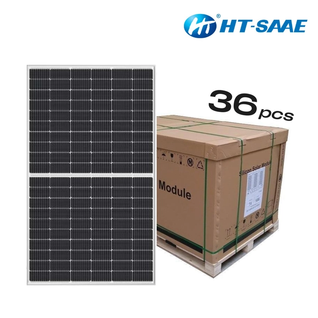 Painéis solares HT-SAAE Tier 1 - Mono HalfCut 455Wp, 120 células, branco - desde 0.18 €/Wp!