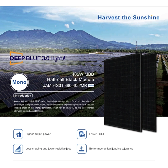 Painel solar JA Solar Full Black JAM54S31 400 MR FB Módulo fotovoltaico Mono FB