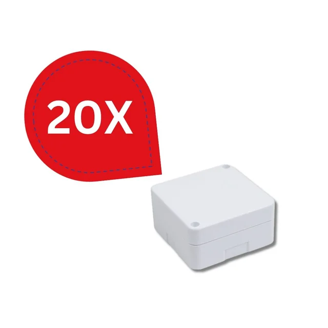Πακέτο 20 Τεμάχια Τετράγωνο κουτί διακλάδωσης 100x100x50 mm για τοποθέτηση καμερών παρακολούθησης, Λευκό