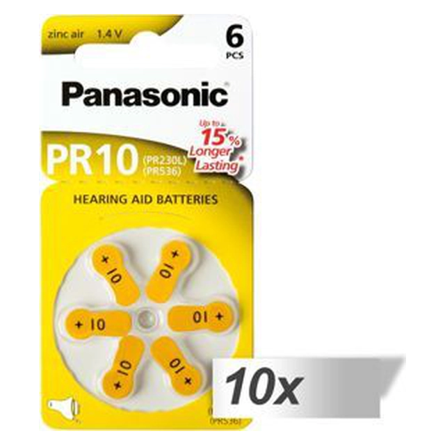 Panasonic Hearing aid battery PR10 6 pcs.