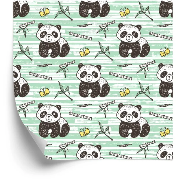 Panda Wallpaper On Green Background