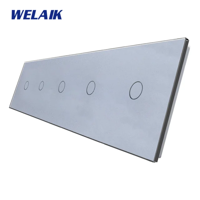 Panel de interruptor de cinco vías WELAIK vidrio 1+1+1+1+1 -gris