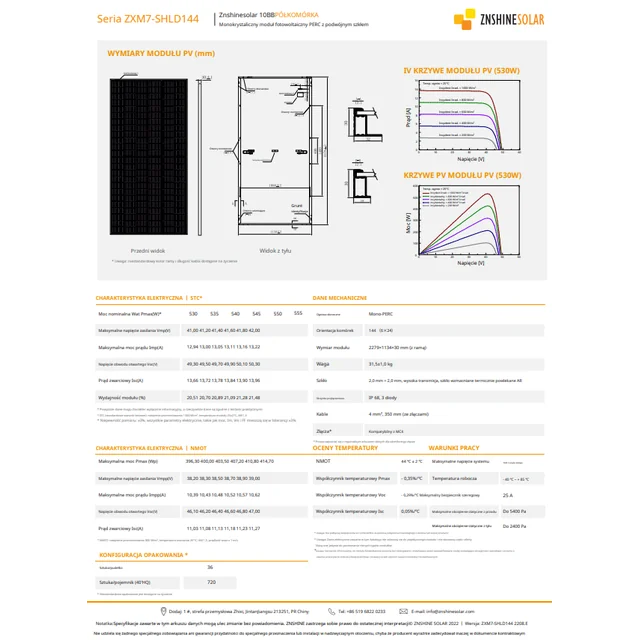 Panel Solar ZNSHINE 545W, MEDIO CORTE, DOBLE VIDRIO, GRAFENO, GALIO