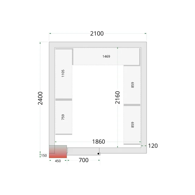 Panely chladiacej miestnosti 120 mm CR 210x240x220