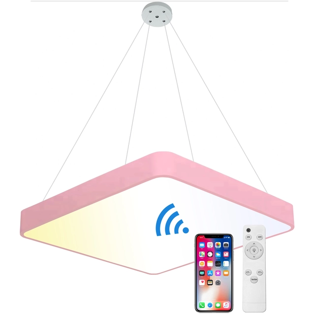 Panneau LED rose suspendu LEDsviti 500x500mm 36W CCT intelligent avec contrôleur (13210)