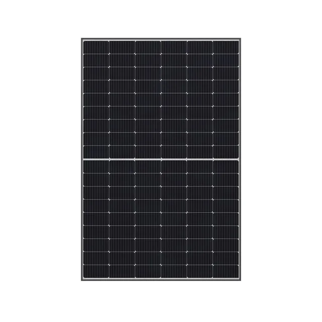Panneau photovoltaïque Sharp 410W, demi-coupé, cadre noir, fond blanc, cadre 30 mm