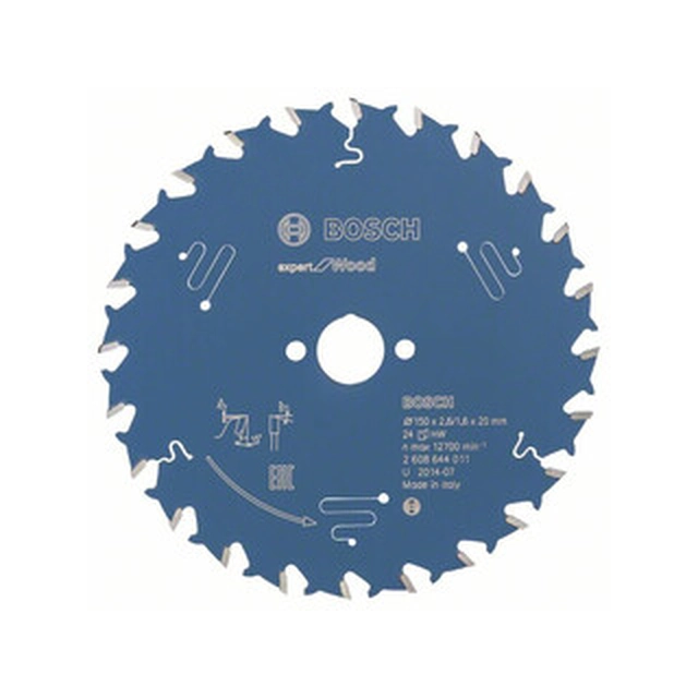 Pânză de ferăstrău circular Bosch 150 x 20 mm | numărul de dinți: 24 db | latime de taiere: 2,6 mm