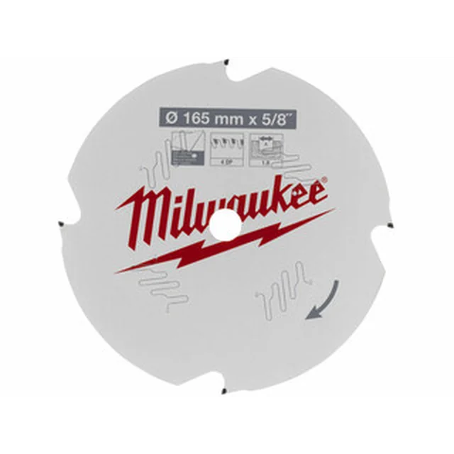 Pânză de ferăstrău circular Milwaukee 165 x 15,87 mm | numărul de dinți: 4 db | latime de taiere: 2,2 mm