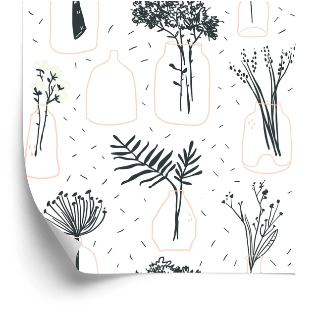 Papel de parede para escritório Plantas, flores, estilo escandinavo