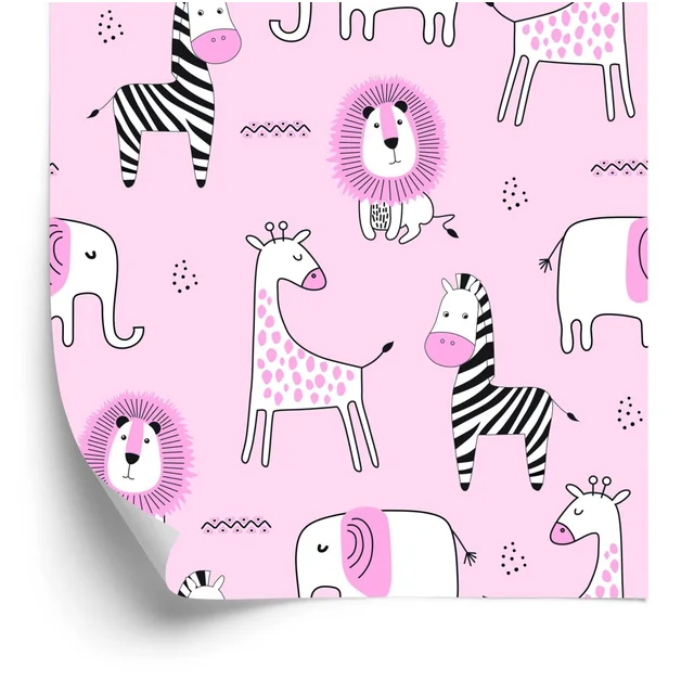 Papel de parede para meninas com animais, leões, girafas