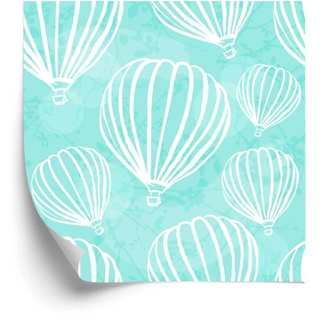 Papier Peint Ballons Volants Sur Fond Turquoise