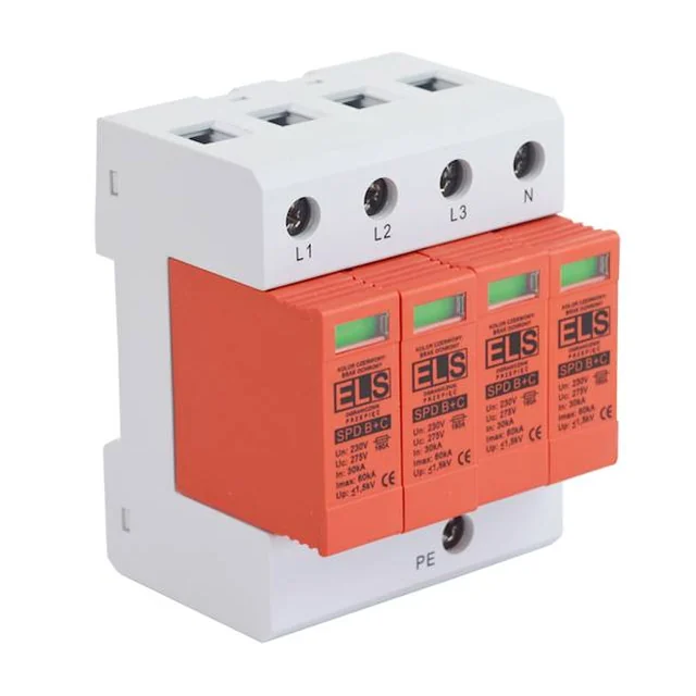 Parafoudre ELS AC T12 B+C 4P 1,5kV 1+2 30/60kA pour réseaux de varistances TN-S et TT