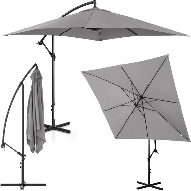 Parasol déporté carré 250 x 250 cm gris foncé