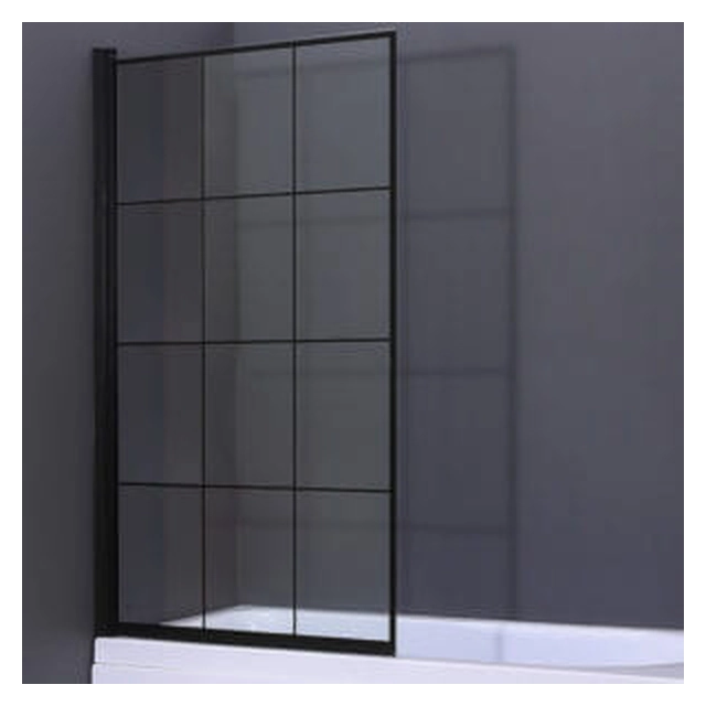 Paravan za kopalno kad Duso, enodelni, črn vzorec, A6 80x140- prozorno steklo