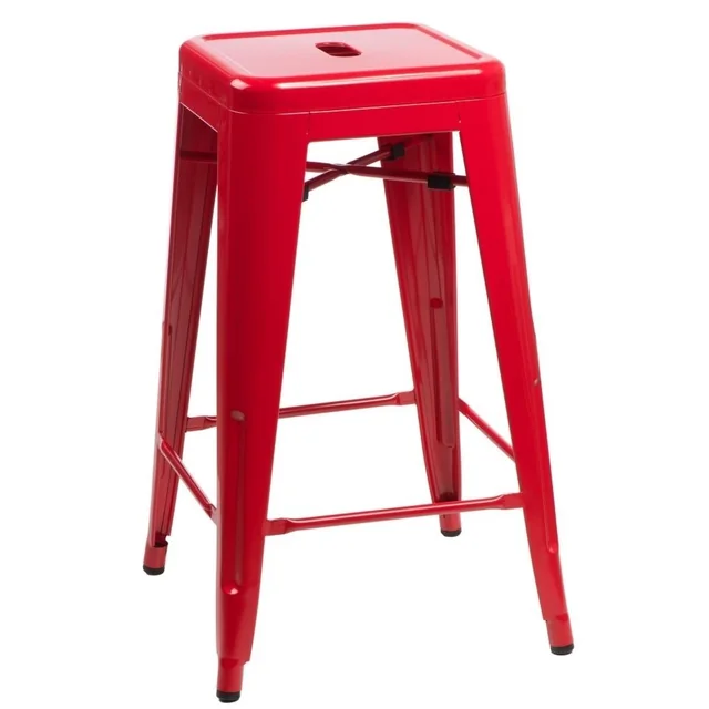 Paris 66cm roter Hocker, inspiriert von Tolix