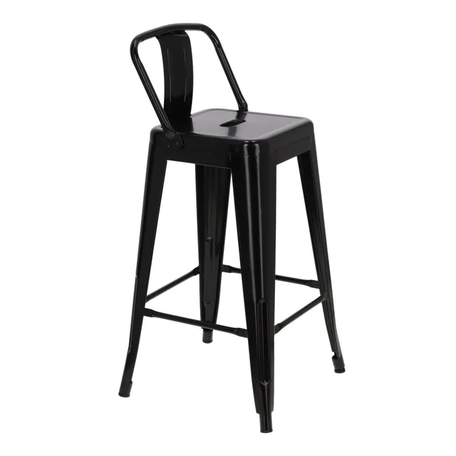 Paris Back short stool 66cm black insp. Tolix