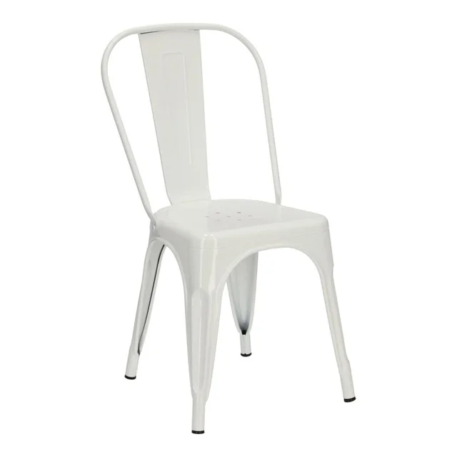 Paris kėdė, balta, įkvėpta Tolix
