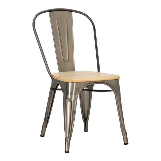 Paris Wood metallic natural pine chair