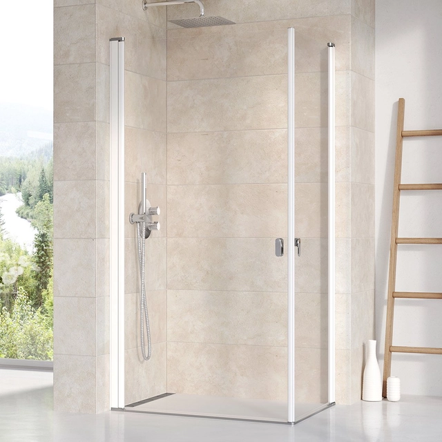 Paroi de cabine de douche rectangulaire Ravak Chrome, CRV1-90, blanc+Verre transparent