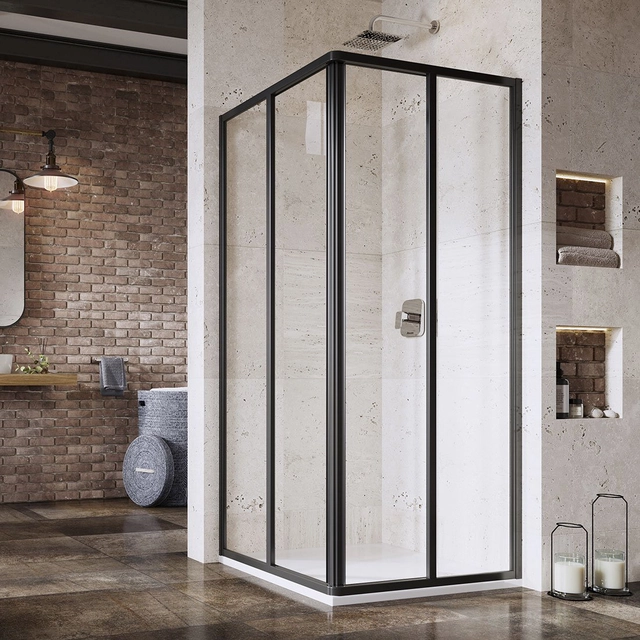 Paroi de douche rectangulaire Ravak Supernova, SRV2-100 195 S, noir+verre transparent