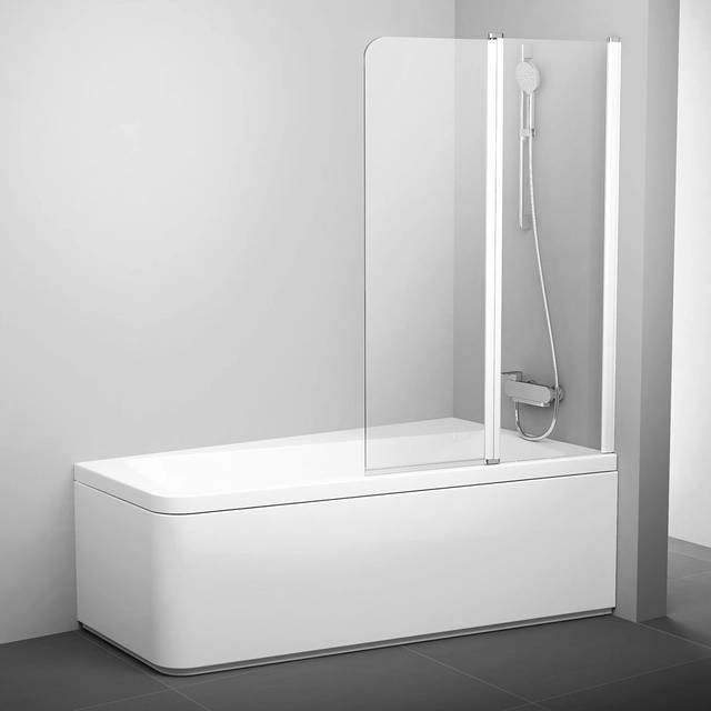 Paroi de salle de bain réversible Ravak 10°, 10CVS2-100 R blanc+verre Transparent