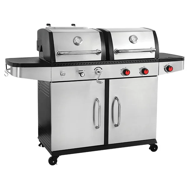 PARRILLA 2W1, GAS + CARBONO, ACERO INOXIDABLE, 8,2KW