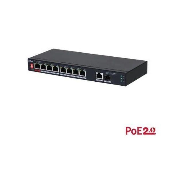 Pārslēgt 10 portus 100 Mbps PoE bez pārvaldības Dahua — PFS3110-8ET1GT1GF-96