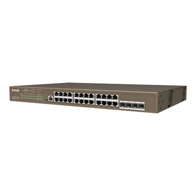 Pārslēgt 24 PoE Gigabit porti 1 konsoles ports 4 SFP ports Gigabit pārvaldība — TENDA TND-TEG5328P-24-410W