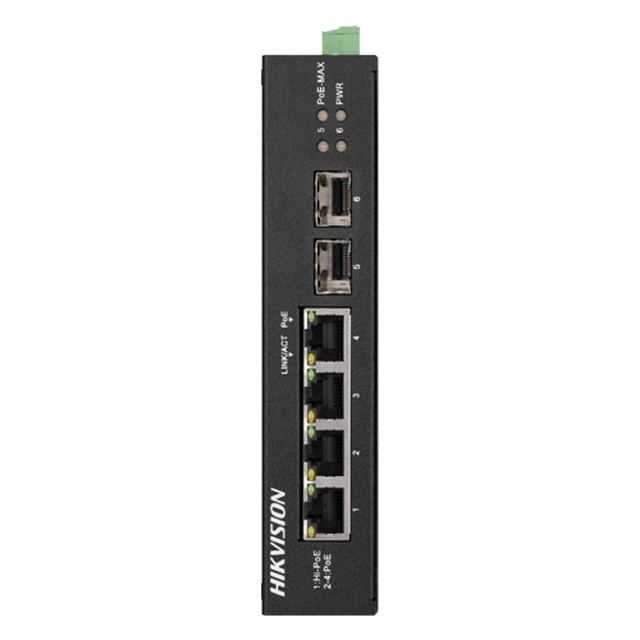 Pārslēgt 4 Gigabit portus PoE'2 SFP augšupsaites porti — HIKVISION DS-3T0506HP-E-HS