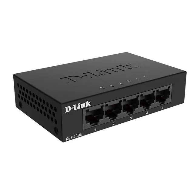 Pārslēgt ar 5 Gigabit portiem 10 Gbps 2000 MAC bez D-Link pārvaldības — DGS-105GL