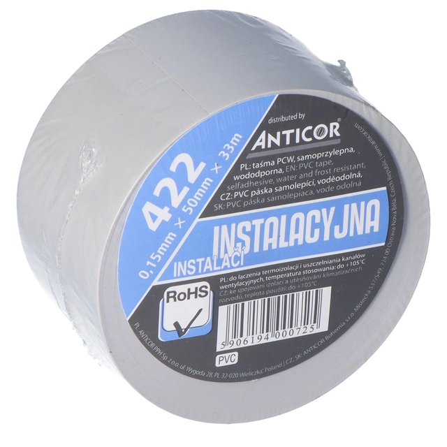 páska 422 sivá PVC inštalačná manžeta 50 mmx 33 m