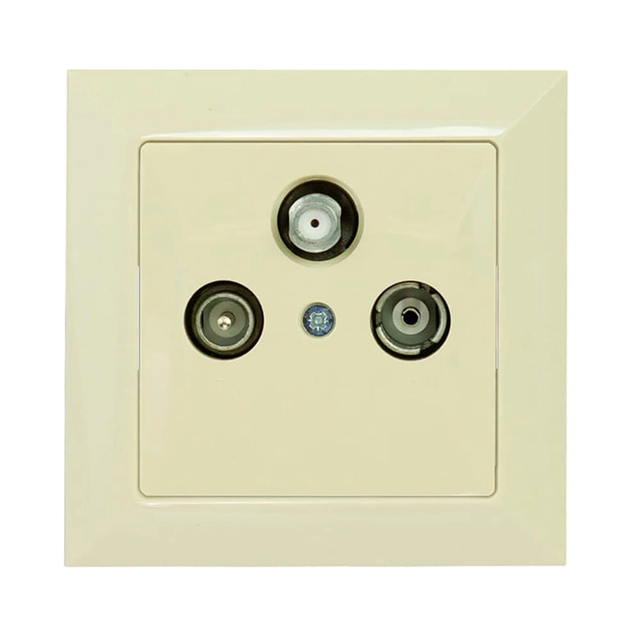Pass-through satellite "RTV" subscriber socket, with a frame - beige