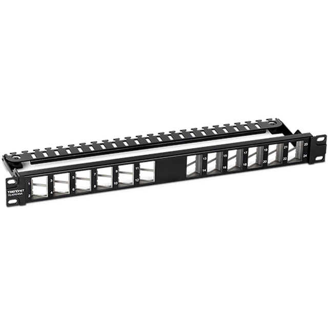 Patch Panel afskærmet 24 skrå tomme keystone-porte 1U - TRENDnet TC-KP24SA