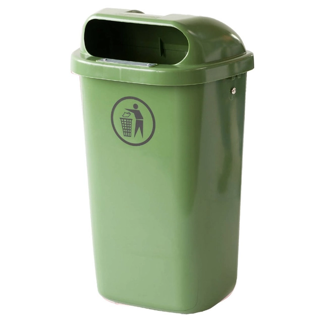 Pattumiera stradale, contenitore per rifiuti urbani, montaggio su palo o parete, DIN 50L - verde