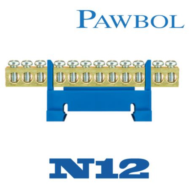 Pawbol Low rail terminal block 12-torowa blue TH35 (E.4024)