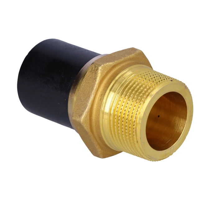 PE-brass adapter with male thread,DN40X1 1/4" PE100, SDR11, PN10 gaz/PN16 water, for assembly with electro-coupling or electro-reducing