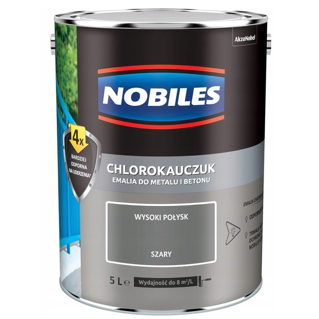 Peinture, émail Nobiles caoutchouc chloré 5L GRIS