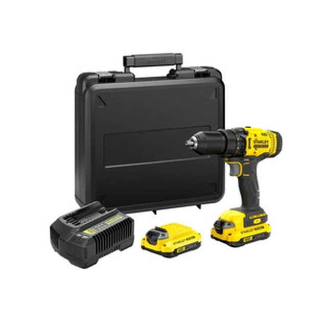 Perceuse-visseuse sans fil Stanley FatMax SFMCD700C2K-QW avec mandrin 18 V | 50 Nm | Balai de charbon | 2 x 1,5 Ah batterie + chargeur | Dans une valise