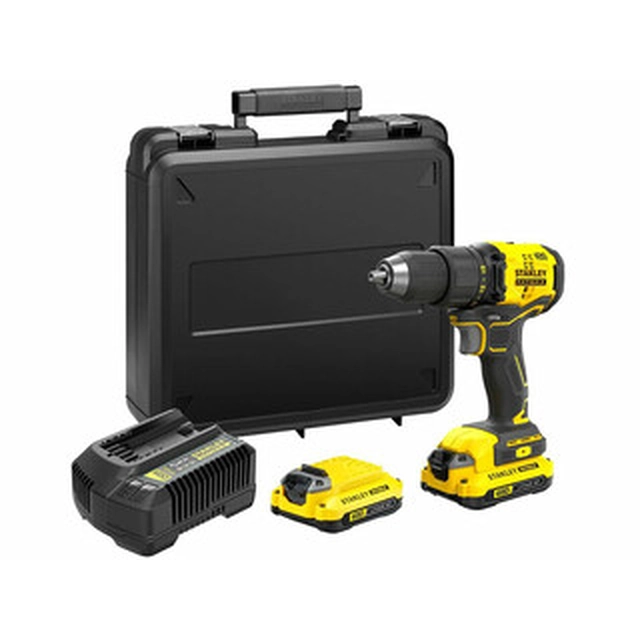 Perceuse-visseuse sans fil Stanley FatMax SFMCD710C2K-QW avec mandrin 18 V | 60 Nm | Balai de charbon | 2 x 1,5 Ah batterie + chargeur | Dans une valise